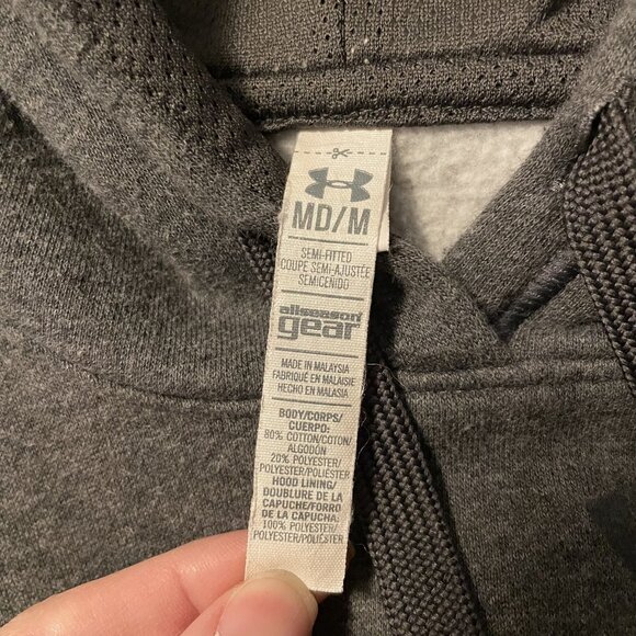 Under Armour Womens Sweatshirt Semi-Fitted Hoodie Size Medium Gray All Seasons - Picture 5 of 5